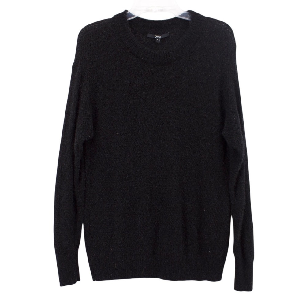 Quince Sweater Women L‎ Wool Alpaca Crewneck Black Long Sleeve Fuzzy Knit Luxury